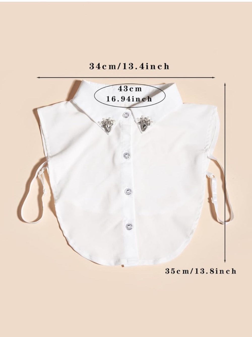 Handcrafted Faux Diamond and Pearl Fake Collar Shirt - Picture 4 of 6